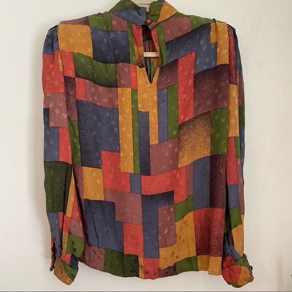 Vintage Set Pure Silk Puffy Sleeves Multi-Color - Picture 7 of 14